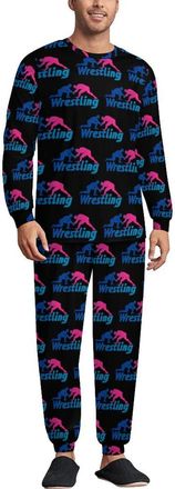 Generic Wrestling Mens Pajamas Set Crewneck Top And Jogger Pant Soft Loungewear Pj Sets XL