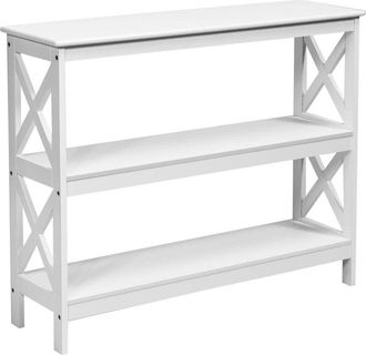 Costway Table de Console &agrave; 2 &Eacute;tag&egrave;re 100 x 33 x 80 cm Bout de Canap&eacute; Style Industriel pour Salon, Entr&eacute;e, Blanc - Costway