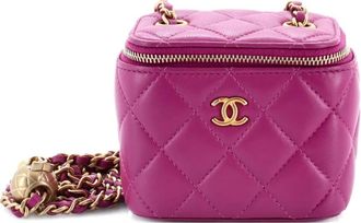 Chanel Pearl Crush Vanity Case with Chain Quilted Lambskin Mini clutch bag - Pink
