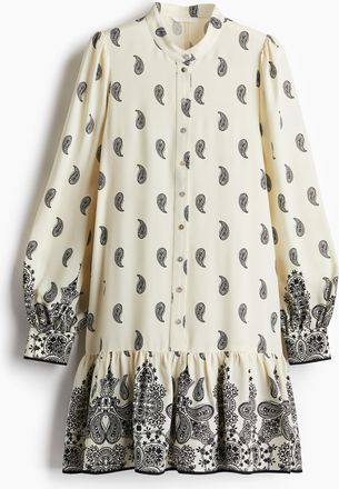 H&M Gemustertes Viskosekleid - Cremefarben/Paisleymuster