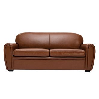 Miliboo Sof&aacute; Cama 3 Plazas De Piel Marr&oacute;n Club