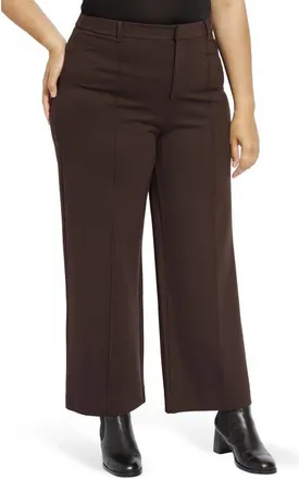 Lyss&eacute; Nadia High Waist Wide Leg Ponte Trousers in Double Espresso at Nordstrom, Size 2X