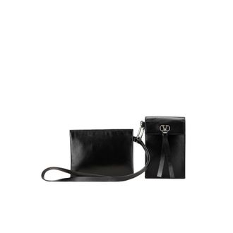 Valentino Pre-owned VRing Neck Pouch - Dames - Pre-owned - Zwart - Maat: ONE Size Leer