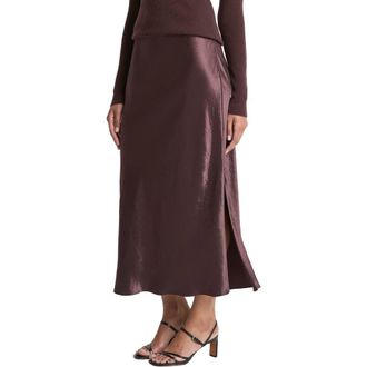 Vince Side Slit Matte Satin Slip Skirt in Fig at Nordstrom Rack, Size X-Large