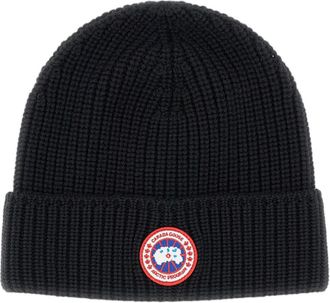 Canada Goose Black Ribbed Knit Wool Hat