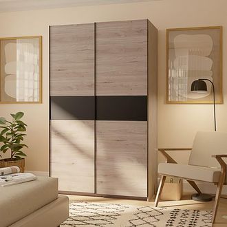 Dmora Armario 2 Puertas Maba, Ropero Dormitorio 2 Estantes, Colgador, 2 Puertas, 120x204h Cm Roble Marr&oacute;n