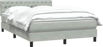 vidaXL Cama Box Spring Con Colch&oacute;n Terciopelo Gris Claro 160x220 Cm Vidaxl