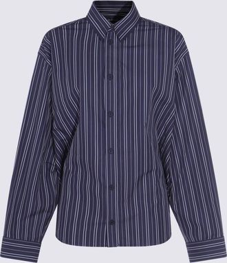 Balenciaga Womens Navy Blue Striped Cotton Shirt - Dark Blue - Size EU 36 (Womens)