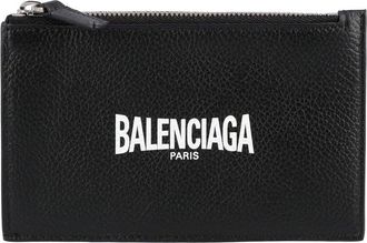 Balenciaga Black Leather Logo Zip Card Holder, Never Carried (Authentic Pre- Loved)