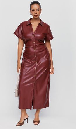 Pilcro Greer Faux Leather Midi Shirtdress