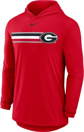 Nike Georgia Primetime Pattern Nike Mens Dri-FIT College Long-Sleeve Hooded T-Shirt in Red | 01NB65NGBN-CZH