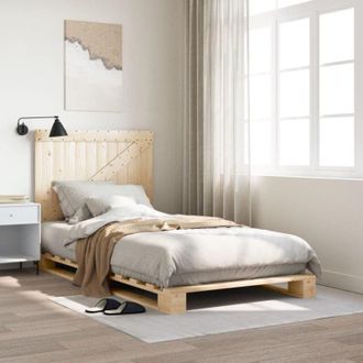 vidaXL Bed Frame without Mattress with Headboard 100x200 cm Solid Wood Vidaxl