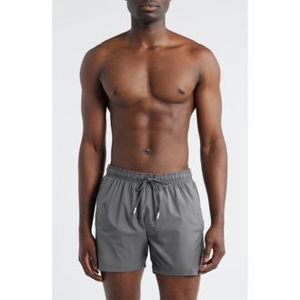 BOSS Iconic Side Stripe Swim Trunks in Open Grey at Nordstrom, Size Xx-Large