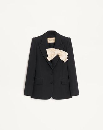 Valentino Giacca In Crepe Couture Con Fiocco Donna NERO/AVORIO 46