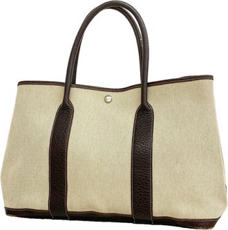 Herm&egrave;s Brown Toile H Tote Bag (Pre-Owned)