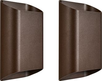Beliani Conjunto De 2 L&aacute;mparas Led De Pared Exterior Decorativa Iluminaci&oacute;n Moderna De Aluminio Marr&oacute;n Mashie
