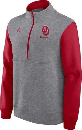 Nike Jordan Mens Oklahoma Club Jordan Brand College 1/2-Zip Crew in Grey | 0JJW081NOKN-7HV