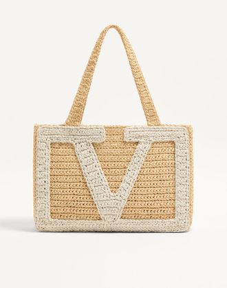 Valentino Garavani Borsa Shopping Media Valentino Garavani Viva Superstar In Rafia Donna NATURALE/BURRO UNI