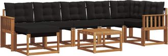 vidaXL Conjunto De Sof&aacute;s De Exterior 8 Uds. Natural Y Negro Vidaxl