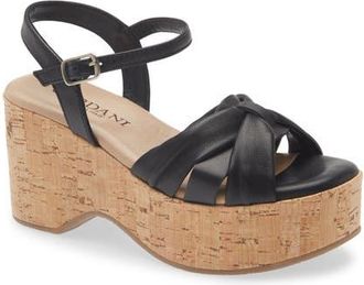 Cordani Jeffy Cork Platform Sandal in Black Leather at Nordstrom, Size 7.5Us