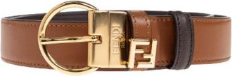 Fendi FF Riem - Dames - Riemen - Bruin - 75 CM - Leer - Accessoires