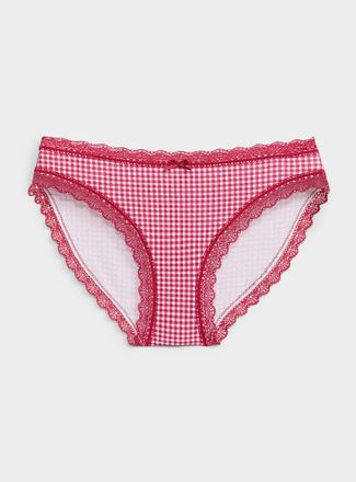 Miiyu Womens Scalloped lace-trim bikini panty Organic cotton