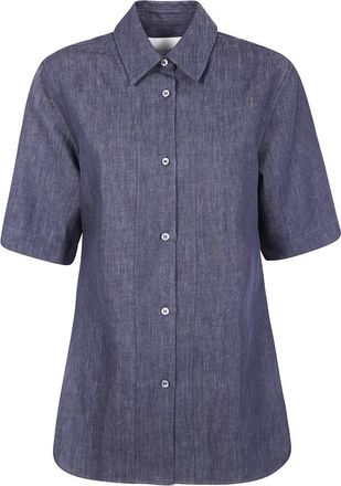 STUDIO NICHOLSON Slim Fit Casual Overhemd - Dames - Overhemden - Blauw - XS - Katoen - Overhemden