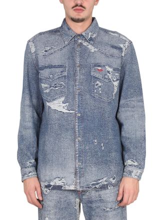 Diesel Blue Regular Distressed Shirt