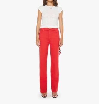 Mother The Kick It Straight-Leg Jean In Tango Red