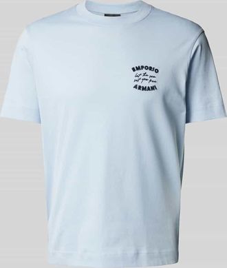 Emporio Armani T-Shirt mit Label-Stitching in Hellblau, Gr&ouml;&szlig;e XXL