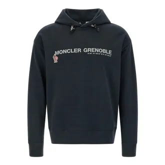 Moncler Hoodies, male, Blue, Size: XL Cotton Jersey Hoodie
