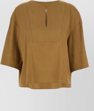 Max Mara linen boat neck cropped blouse