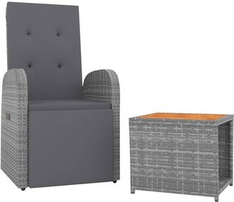 vidaXL 2 Piece Garden Lounge Set Grey Poly Rattan&Solid Wood Acacia vidaXL