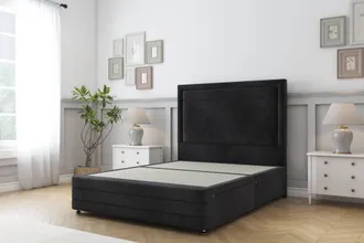 Sloomy Ashford Naples Divan Base 2 Drawers - 26 Headboard & 12 Footboard in Black | Size: Double