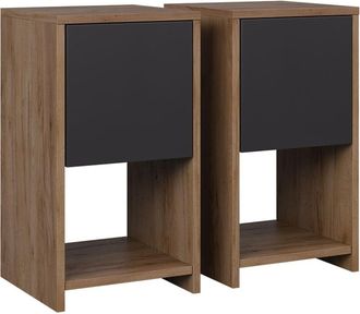 Vicco Mesilla De Noche Evo, Oro Power Roble/antracita, Lote De 2, Vicco