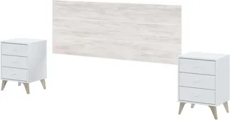 F.R.S. Frs - Conjunto De Cabecero Y Dos Mesitas Liss 240cm(ancho) 56/60cm(alto) 33.5cm(fondo)