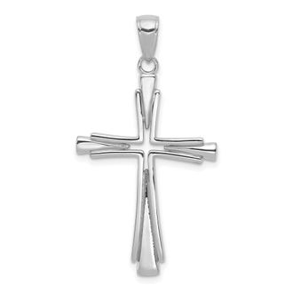 Diamond2Deal 14K White Gold Polished Solid Cross Pendant