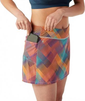 Smartwool Womens Merino Sport Lined Short In Festive Fuchsia Mountain Plaid Print