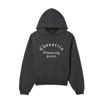 Willy Chavarria Chavarria Community Center Shrunken Pullover Hoodie - Sweatshirts & Hoodies - Hombre - Negro - XL