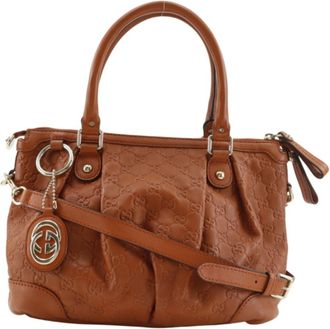 Gucci Sukey Brown Gg Leather Tote Bag (Pre-Owned)