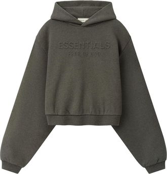 Fear of God (WMNS) Fear of God Essentials Embossed Cropped Hoodie Ash Heather RW01480-0284