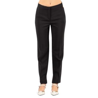 Elisabetta Franchi Slim-fit Trousers, female, Black, Size: XS Trousers in lightweight crepe fabric with logo charm