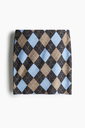 H&M Minijupe aus Feinstrick - Dunkelgrau/Argylemuster
