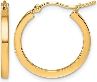 Diamond2Deal 10k Yellow Gold 2mm Square Tube Hoop Earrings