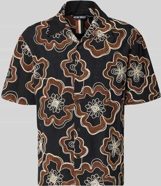 Antony Morato Freizeithemd mit floralem Allover-Stitching Modell Dova in Black, Gr&ouml;&szlig;e 46