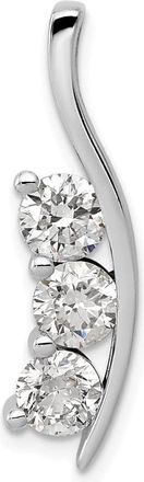 Diamond2Deal 14k White Gold Diamond Large 3 Stone Curved Bar Pendant