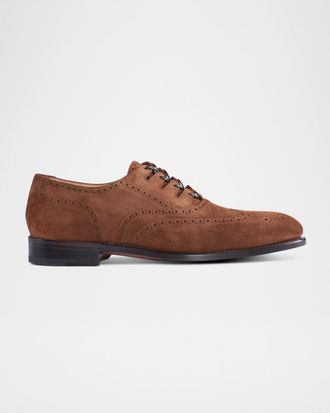 Paul Stuart Men & apos;s Suede Brogue Wingtip Derby Shoes