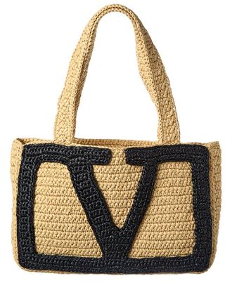 Valentino Viva Medium Raffia Tote
