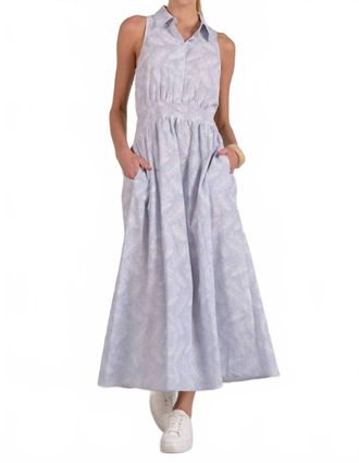 Elan Collared Acent Maxi Dress In Blue/white Stripe