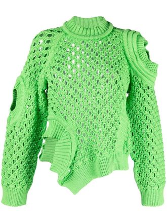 Stella McCartney oversized textured mesh jumper - women - Cotton/Polyamide - 40 - Green